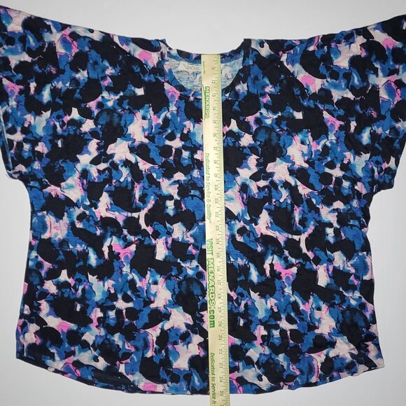 Macy's Rachel Roy Curvy Collection Womens Blue And Pink Blouse Size 2X - Picture 15 of 15
